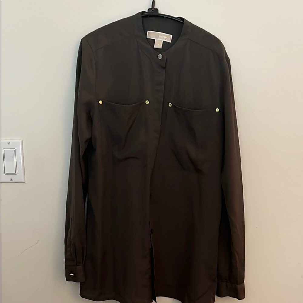 Michael Kors Dark Green Button-Up Shirt